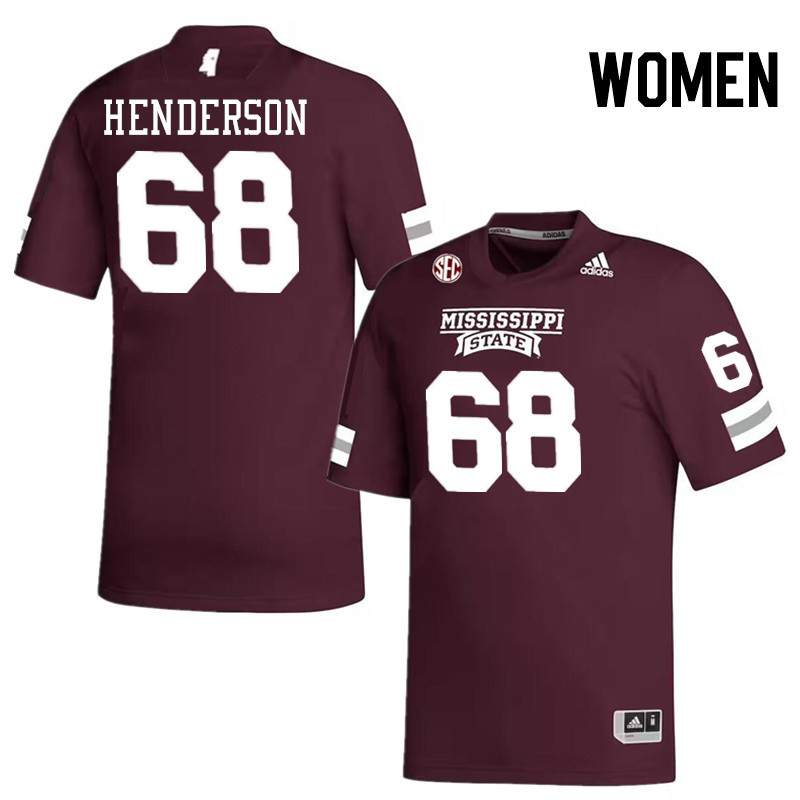 Women #68 Bailey Henderson Mississippi State Bulldogs College Football Jerseys Stitched-Maroon